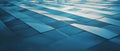 Trapezoidal tile pattern with dynamic geometric design in a soothing blue color scheme