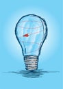 Trapped Airplane in a Bulb - Out of Ideas Concept Vector Illustration