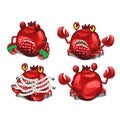 Trapped fancy monster in the form of a crab disguised in a pomegranate isolated on a white background. Vector
