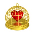 Trapped heart round golden birdcage Royalty Free Stock Photo