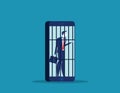 Trapped. People and technology. Concept business vector illustration