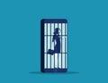 Trapped. People and technology. Concept business vector illustration
