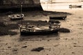 Trapped rowing boat on River Exe