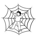 Trapped in spider web Royalty Free Stock Photo