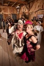 Trapper and Showgirl in Saloon Royalty Free Stock Photo