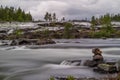 Trappstegsforsen, unique, wide rapids in Sweden Royalty Free Stock Photo