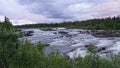 Trappstegsforsen waterfall on the Wilderness Road in Vasterbotten, Sweden