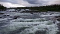 Trappstegsforsen waterfall on the Wilderness Road in Vasterbotten, Sweden