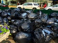 Trash bags stored prior to truck pickup