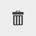 Trash basket icon in a flat design in black color. Vector illustration eps10 Royalty Free Stock Photo