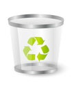 Trash basket with recycling symbol Royalty Free Stock Photo