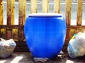 blue Container for disposal garbage waste and save environment. Royalty Free Stock Photo