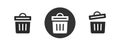 Trash bin can or garbage junk solid icon vector simple glyph graphic pictogram silhouette, round rubbish bucket fill block style