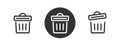 Trash bin can icon vector simple glyph graphic, rubbish garbage junk bucket solid line outline art stroke design set, dust
