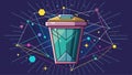 Trash bin form lines, triangles and particle style design. Illustration vector Royalty Free Stock Photo