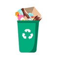 Trash bin full of garbage. can with different waste. Plastic, paper, glass and other household rubbish Royalty Free Stock Photo