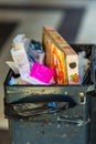 Trash bin full of garbage Royalty Free Stock Photo