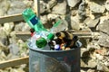 Trash Bin / Garbage Can Overflowing Bottles