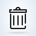 Trash bin or garbage can vector illustration. linear style, icon waste symbol Trendy Royalty Free Stock Photo