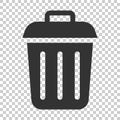 Trash bin garbage icon in flat style. Trash bucket vector illustration on isolated background. Garbage basket business concept.