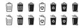 Trash bin icon set on white background. Vector illustration design. Garbage or rubbish icon collection Royalty Free Stock Photo