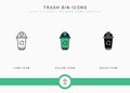 Trash bin icons set vector illustration with solid icon line style. Recycle garbage basket concept. Royalty Free Stock Photo