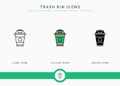 Trash bin icons set vector illustration with solid icon line style. Recycle garbage basket concept. Royalty Free Stock Photo