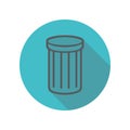 Trash bin long shadow icon. Simple thin line, outline vector of restaurant icons for ui and ux, website or mobile application Royalty Free Stock Photo