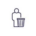 trash bin and a man line icon