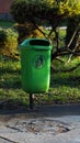 Trash bin in the park Royalty Free Stock Photo