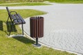 Trash bin in the park. Royalty Free Stock Photo