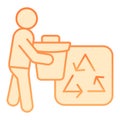 Trash bin and recycle sign flat icon. Environment orange icons in trendy flat style. Garbage recycling gradient style