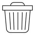 Trash bin thin line icon. Trash can vector illustration isolated on white. Garbage outline style design, designed for