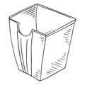 Trash bin. Vector illustration of a trash bin in the office. Hand drawn trash can for papers