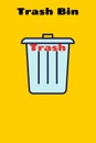 Trash Bin on the yellow background with its lid closed. Trash icon for junks Royalty Free Stock Photo