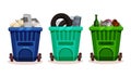 Trash Bins Full of Sorted Garbage Vector Set