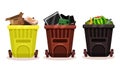 Trash Bins Full of Sorted Garbage Vector Set