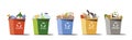 Flat trash bins for separate and recycle garbage Royalty Free Stock Photo