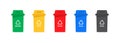 Trash box for recycling icon set. For organic, paper, plastic, glass, metal trash. Vector EPS 10. Isolated on white background Royalty Free Stock Photo