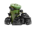 Trash Can and Bags Royalty Free Stock Photo