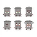 Trash can cartoon character with various angry expressions Royalty Free Stock Photo