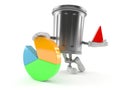 Trash can character with pie chart Royalty Free Stock Photo