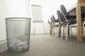 Trash Can in Empty Meeting Room