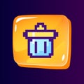Trash can glossy ui button with pixelated color icon Royalty Free Stock Photo