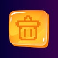 Trash can glossy ui button with pixelated icon Royalty Free Stock Photo