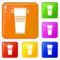 Trash can with handles icons set vector color