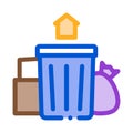 Trash can home icon vector outline illustration