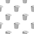 Trash can icon in cartoon style isolated on white background. Trash and garbage pattern stock vector illustration. Royalty Free Stock Photo