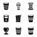 Trash can icons set, simple style Royalty Free Stock Photo