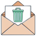 Trash Can Inside an Open Envelope Flat Illustration for Deletion Concept Royalty Free Stock Photo